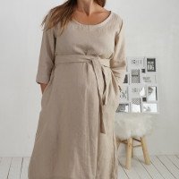 Robe trapèze de grossesse en lin à ceinture JAPURA