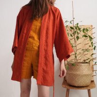 Peignoir kimono court en lin KOSI