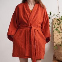 Peignoir kimono court en lin KOSI