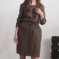Robe midi en lin à manches longues SINDHU