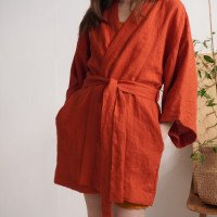 Peignoir kimono court en lin KOSI