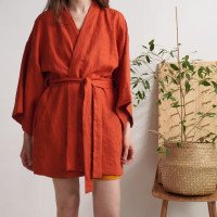 Peignoir kimono court en lin KOSI