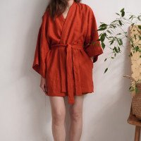 Peignoir kimono court en lin KOSI