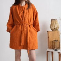 Peignoir kimono court en lin KOSI