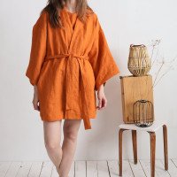 Peignoir kimono court en lin KOSI