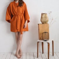 Peignoir kimono court en lin KOSI