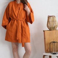 Peignoir kimono court en lin KOSI