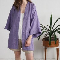 Peignoir kimono court en lin KOSI