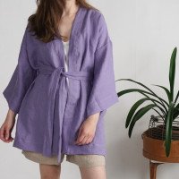 Peignoir kimono court en lin KOSI