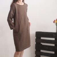 Robe midi en lin à manches longues SINDHU