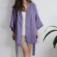 Peignoir kimono court en lin KOSI