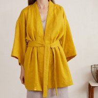 Peignoir kimono court en lin KOSI