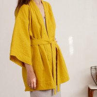 Peignoir kimono court en lin KOSI