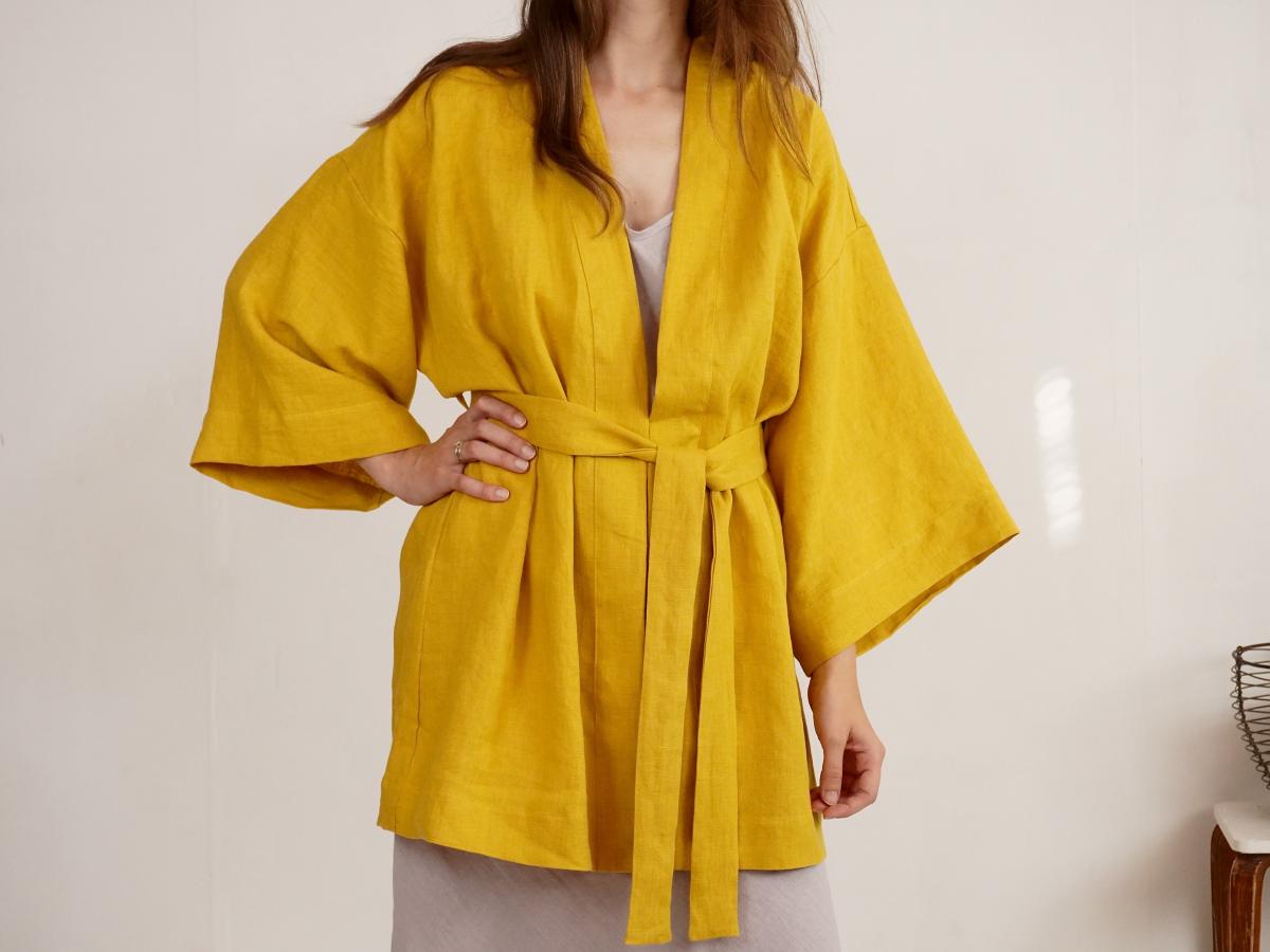 Peignoir kimono court en lin KOSI