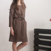 Robe midi en lin à manches longues SINDHU