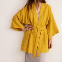 Peignoir kimono court en lin KOSI