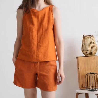 Pyjama en lin KASAI et RHINE, haut sans manches et short