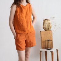 Pyjama en lin KASAI et RHINE, haut sans manches et short
