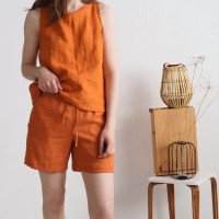 Pyjama en lin KASAI et RHINE, haut sans manches et short