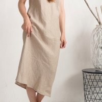 Chemise de nuit longue en lin à dos en V YAMUNA
