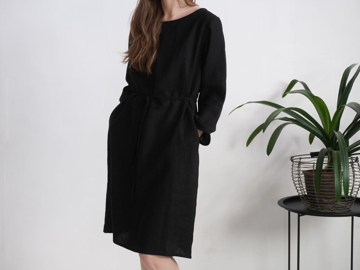 Robe midi en lin à manches longues SINDHU