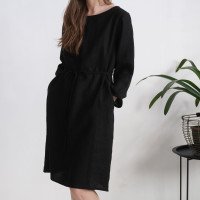 Robe midi en lin à manches longues SINDHU