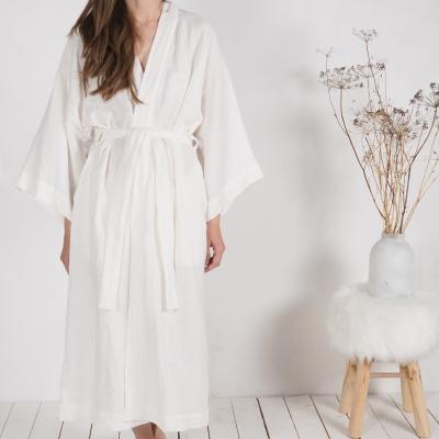 Peignoir long de mariée en lin GILA