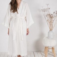 Peignoir long de mariée en lin GILA