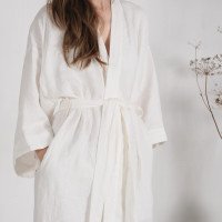 Peignoir long de mariée en lin GILA