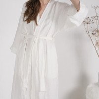 Peignoir long de mariée en lin GILA