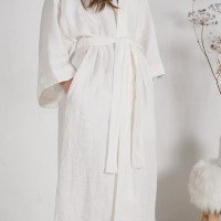 Peignoir long de mariée en lin GILA