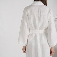 Peignoir long de mariée en lin GILA