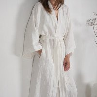 Peignoir long de mariée en lin GILA