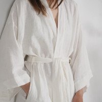 Peignoir long de mariée en lin GILA
