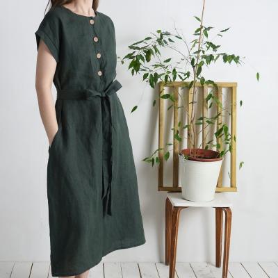 Robe chemise midi en lin à ceinture LIMPOPO