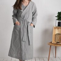 Ensemble de nuit en lin TAPI et PECOS, peignoir et nuisette