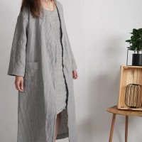 Ensemble de nuit en lin TAPI et PECOS, peignoir et nuisette
