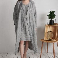 Ensemble de nuit en lin TAPI et PECOS, peignoir et nuisette