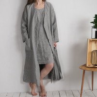 Ensemble de nuit en lin TAPI et PECOS, peignoir et nuisette