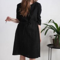 Robe midi en lin à manches longues SINDHU