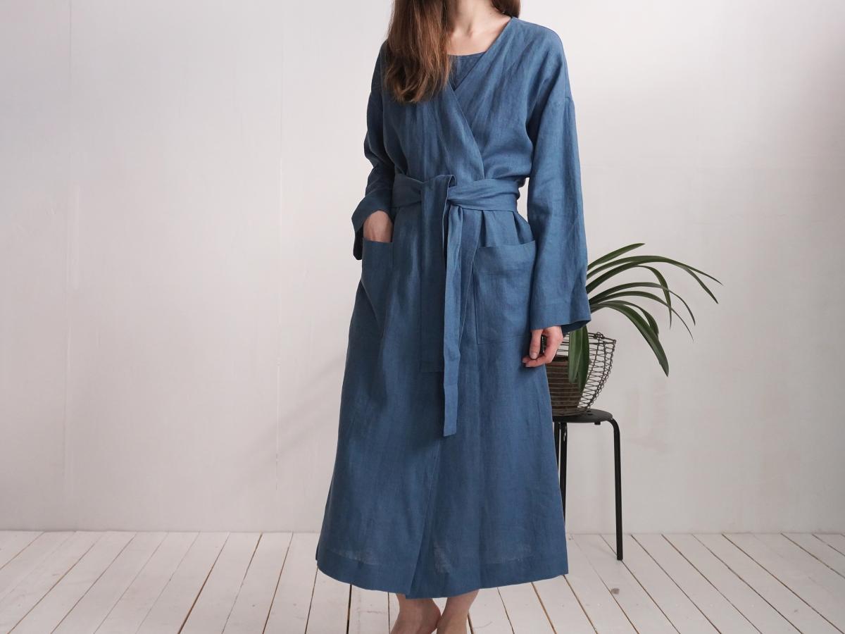 Peignoir long unisexe en lin TAPI