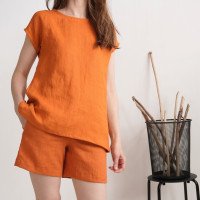 Ensemble de plage en lin NENE et RHINE, blouse et short