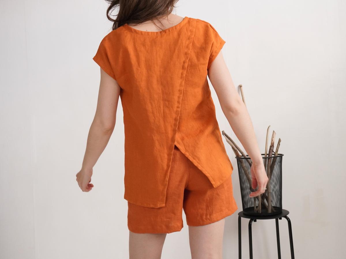 Ensemble de plage en lin NENE et RHINE, blouse et short