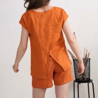 Ensemble de plage en lin NENE et RHINE, blouse et short