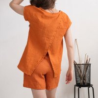 Ensemble de plage en lin NENE et RHINE, blouse et short