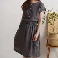 Ensemble en lin KAMA et SALWEN, blouse et jupe midi