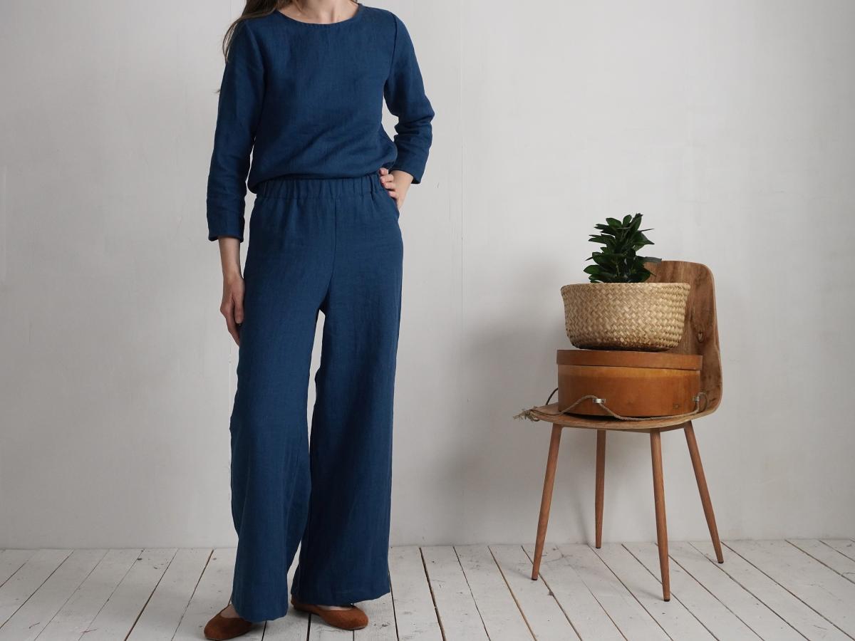 Ensemble en lin HAIHE et MAHI, blouse et pantalon large