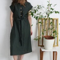 Robe chemise midi en lin à ceinture LIMPOPO