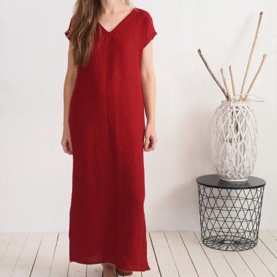 Robe longue en lin à col V VISTULA