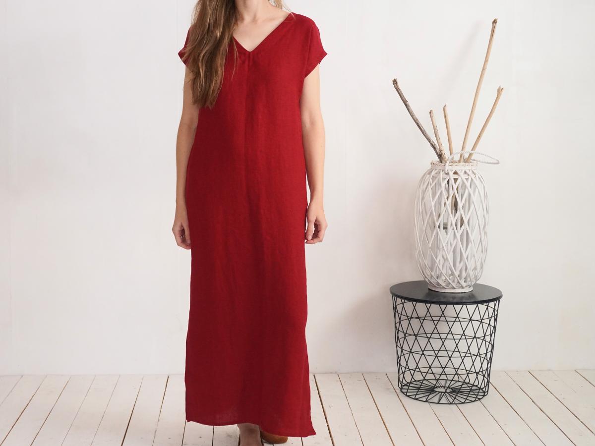 Robe longue en lin à col V VISTULA